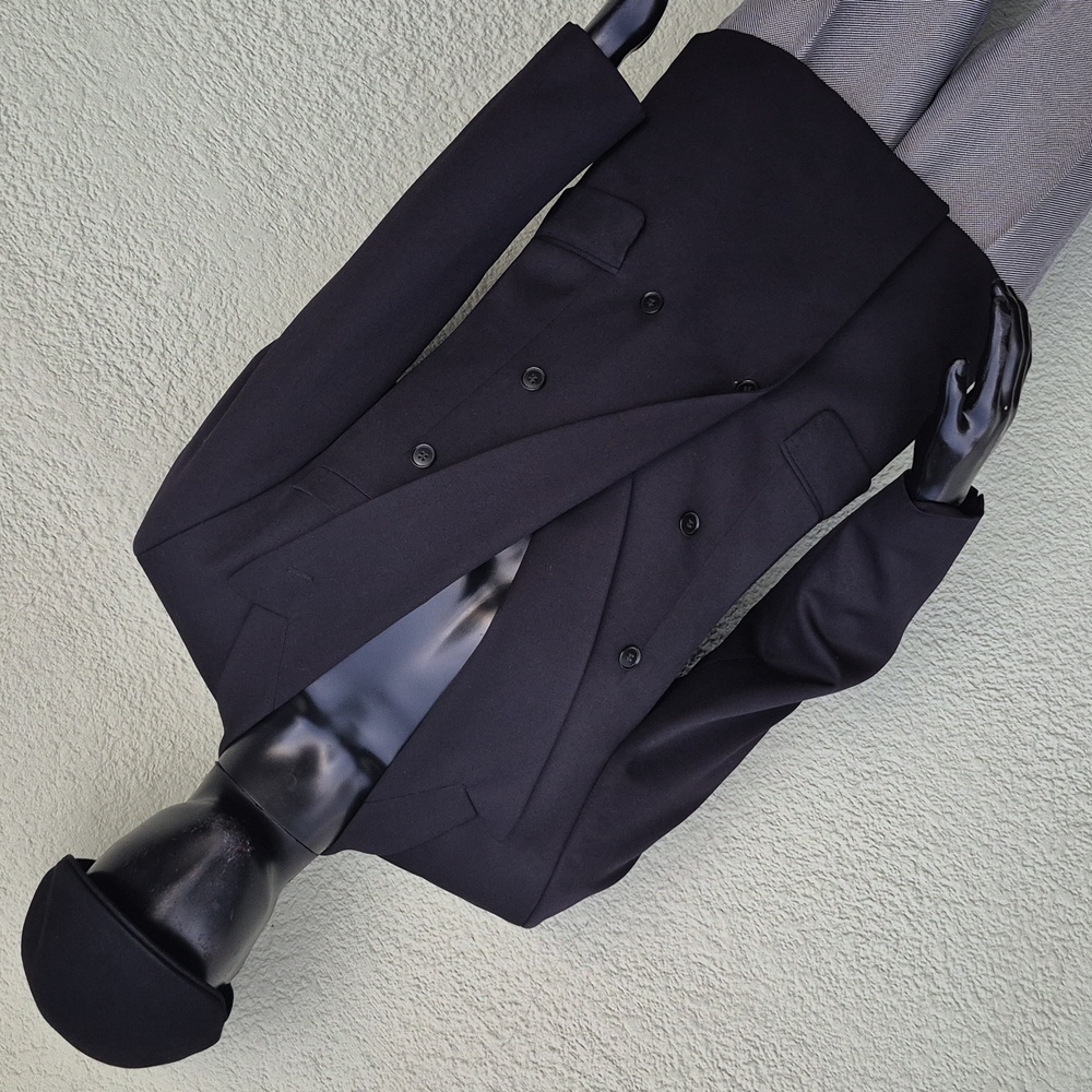 Paul Rodon Couture Men's Elegant Black Pure Wool Vintage Double-Breasted Blazer View 4